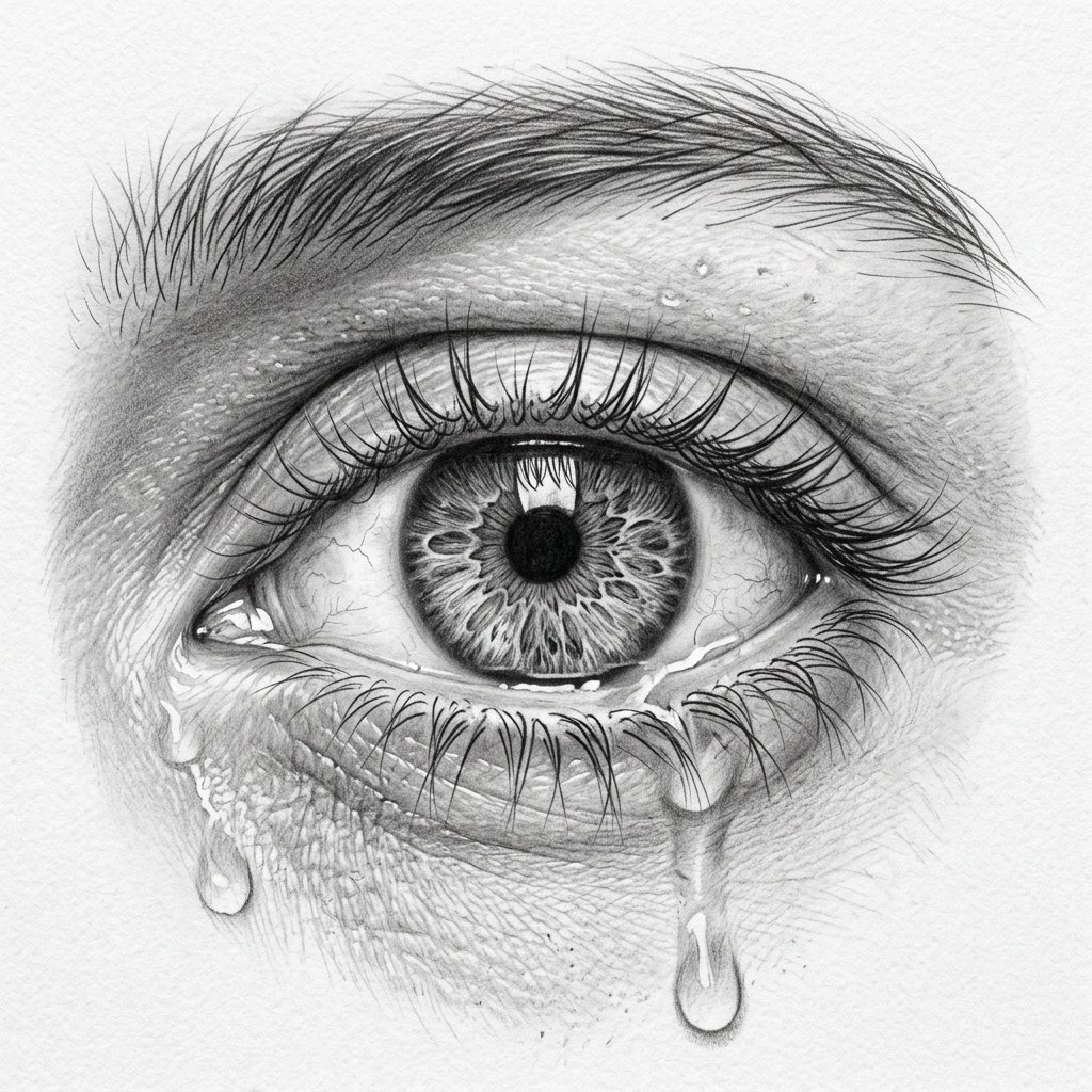 Hyper-realistic eye pencil drawing