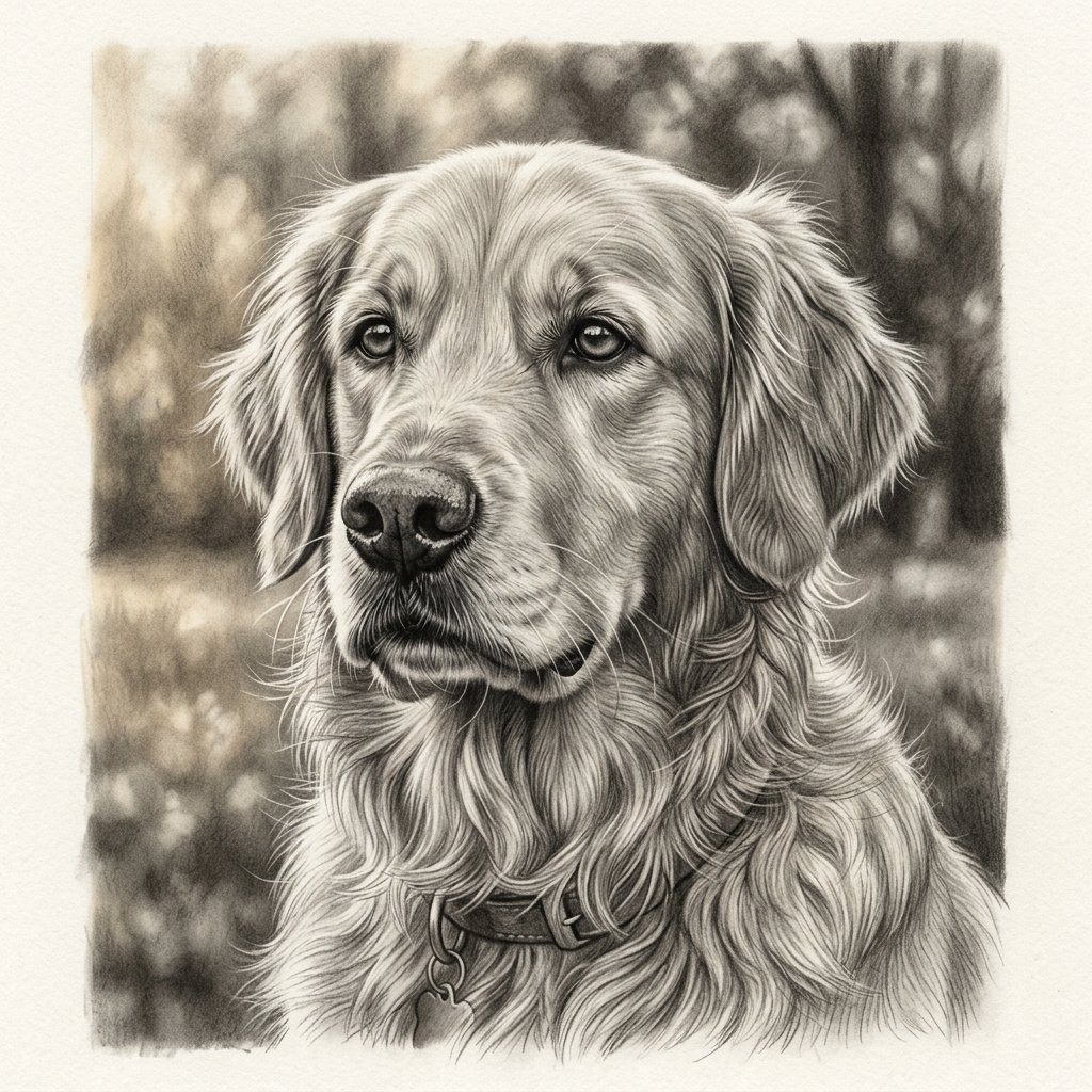Realistic pet portrait drawing
